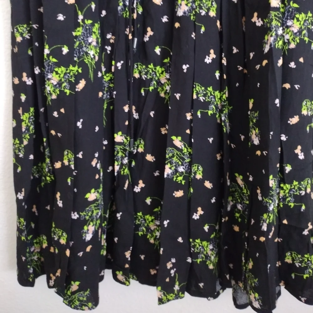 Free People black pink green floral tunic minidress size small